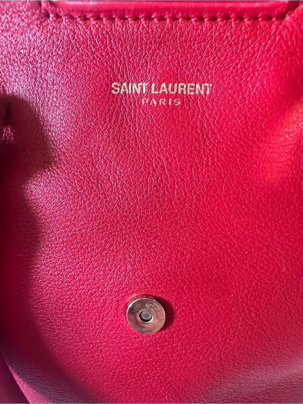 Saint Laurent Red Leather Cabas Y Medium Tote with Gold-Tone Hardware - Picture 10 of 15